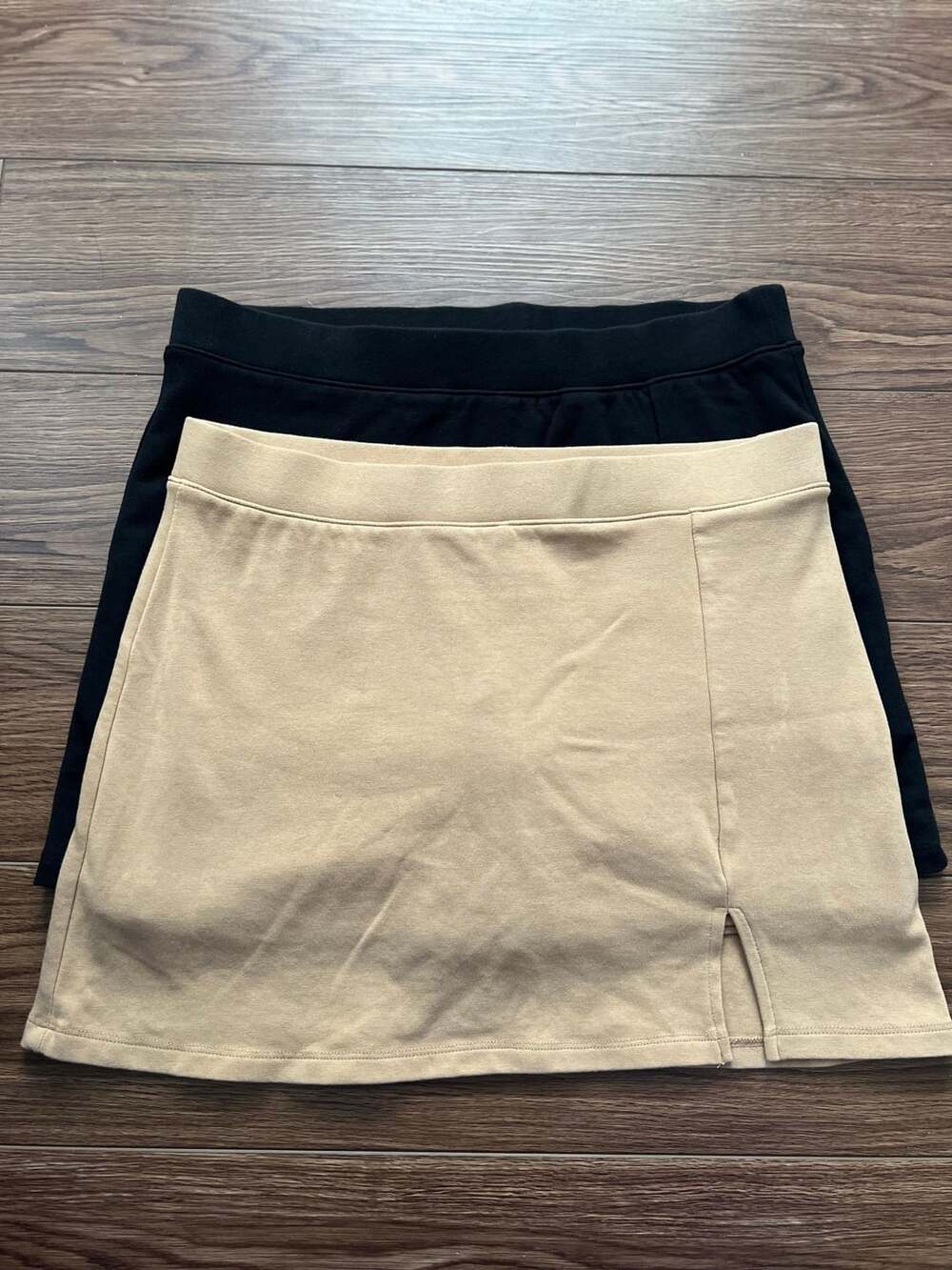 Forever 21 Skirt Bundle Set Size L Black Beige Mini Skort Lot Identical